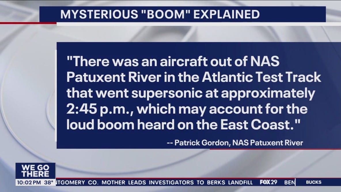 Offshore sonic boom rumbles parts of New Jersey, Delaware